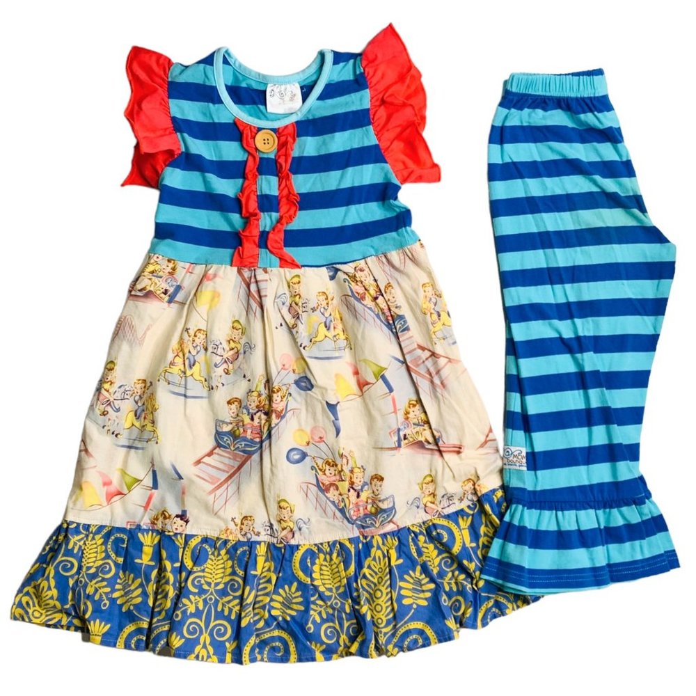 G03-Momi Boutique, 6Y, 0/s cotton dress + leggings